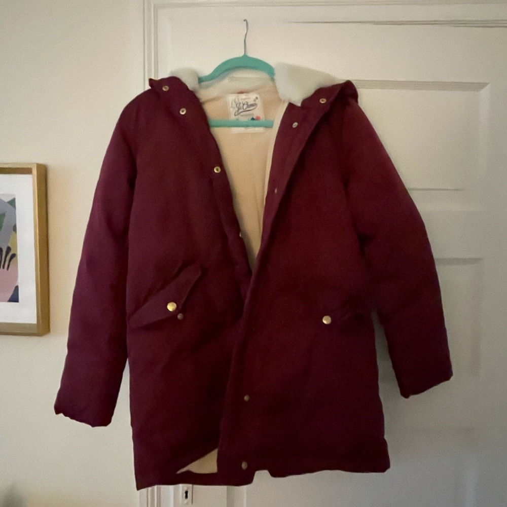 J.Crew Crewcuts maroon puffer coat size 14; barely worn.